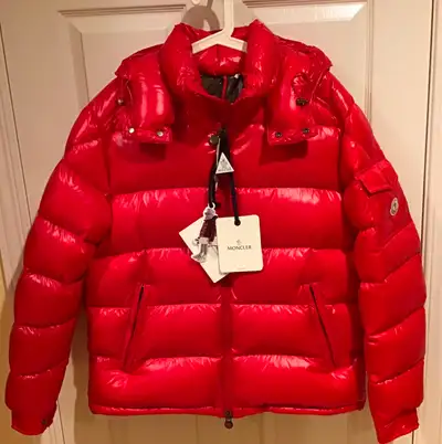 MONCLER Maya Short Down Jacket Red Size 5 BNWT, View more