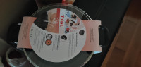 T-FAL WITH LID.-NEW FRYING DISH ORIGINAL PACKAGE EASY TO STORE.