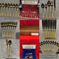 Vintage 24k gold plated cutlery set for 8 