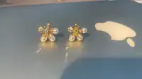Zircon pearl jewelry flower-shaped earrings