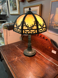 Antique slag glass parlour light fixture