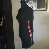 Womens size small black and red striped casual midi dress
