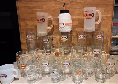 A&W Mugs and Dispenser, View more