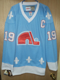BURG-NWT-PRO-56 BLANK QUEBEC NORDIQUES NHL 75th PATCH CCM/MASKA AUTHENTIC  JERSEY