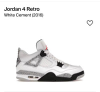 Nike Air Jordan 4 retro white cement size 9.5 deadstock 