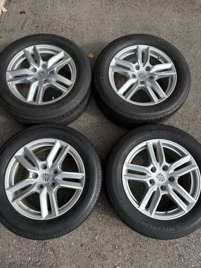 Mint 4 OEM Porsche Cayenne 2015-218 alloy wheels+Michelin Premier LTX All season tires 255/55/18 in...