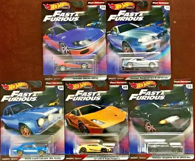 All 5 cars on mint cards $140 firm - cash only please Sold as a set only - not separating them
