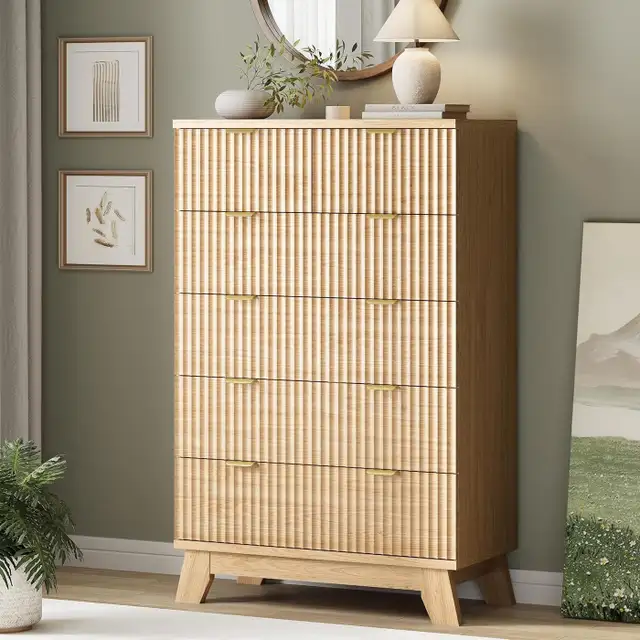 Fluted Dresser for Bedroom with 6 Drawers, 46" in Dressers & Wardrobes in City of Toronto - Image 2