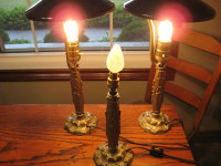 SET OF 3 VINTAGE C1920'S CAST IRON TABLE LAMPS