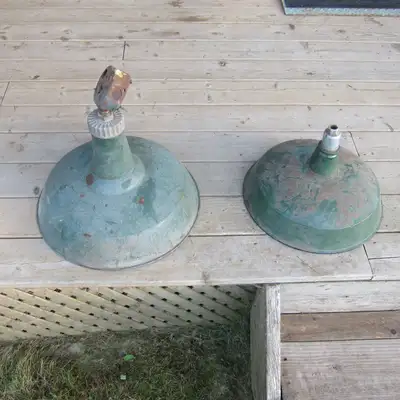 Two Vintage Hanging Light Fixtures, View more
