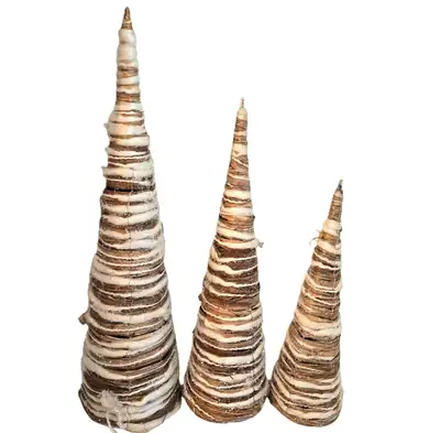 Set of 3 natural twine and cotton, sparkly Christmas trees Photos do not show the sparkly accents 24...