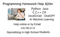 Python Java  C C++ C# AI and  JavaScript Tutor  and Lessons $20