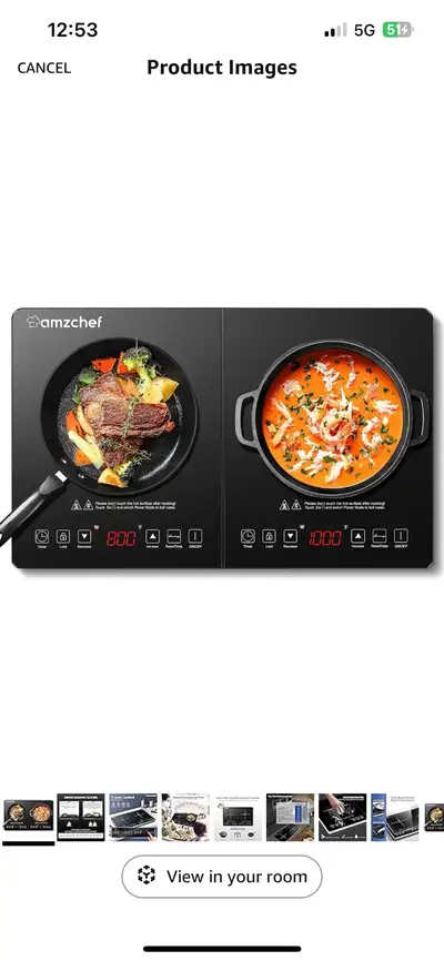 Double Induction Cooktop AMZCHEF Induction Cooker 2 Burners, Low, View more