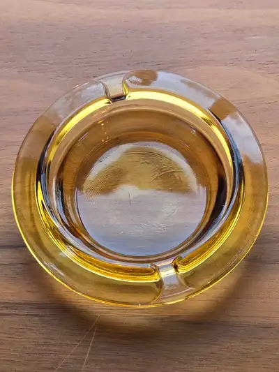 Amber Glass Deco Vintage Ashtray Fantastic Shape, View more