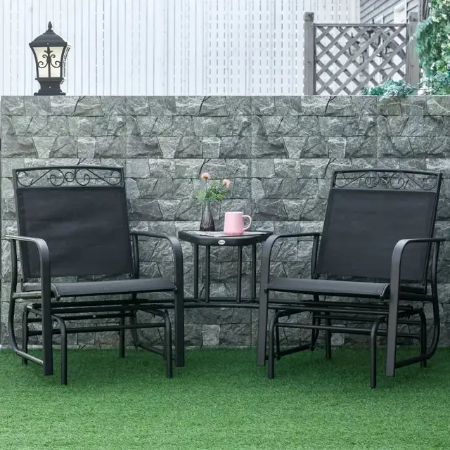 Outdoor Glider Bench with Coffee Table, Patio 2-Seat Rocking in Patio & Garden Furniture in Markham / York Region - Image 2