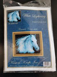 "White Lightning" horse counted cross stitch kit