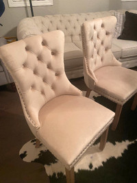 Set Of Two Velvet Tufted Dining /Accent Chairs
