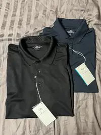 Vantage Golf Polo Shirts - Black (M), Blue (L) - $20 Each
