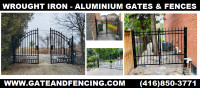 wrought iron gate, driveway gate, fence, aluminum fence,