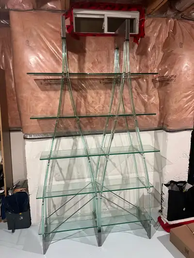 Glass & metal shelf unit, View more