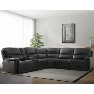 *NEW* ITALIAN LEATHER POWER RECLINER SECTIONAL, View more