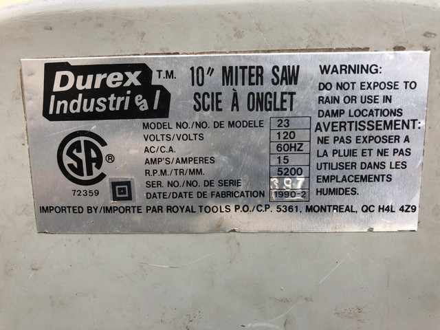 10” Durex Industrial Miter saw for sale in Power Tools in Penticton - Image 4