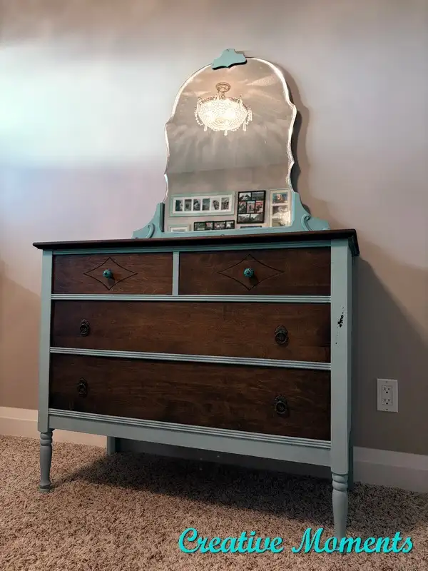 Antique Dresser with beveled Mirror - refinished in Dressers & Wardrobes in Calgary - Image 3