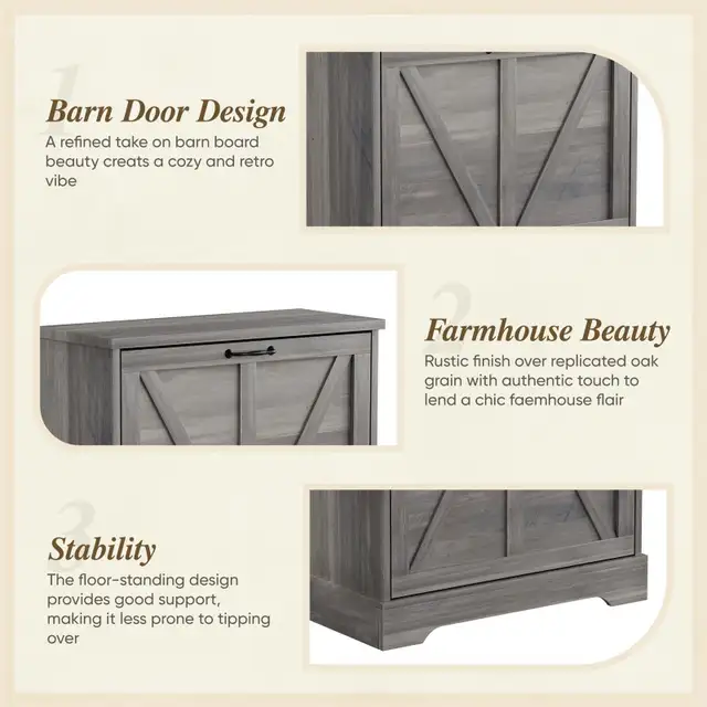 Semiocthome Farmhouse Shoe Storage Cabinet with 2 Flip Drawers in Dressers & Wardrobes in City of Toronto - Image 7