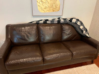 2  Leather three seat couches, gorgeous soft leather