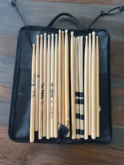 Vic Firth drumsticks and ProMark bag, View more