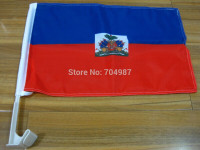 MORNING 22*33cm Haiti car flag with pole for advertising
