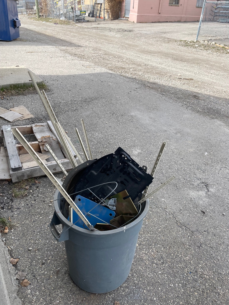 20 gal bin of scrap metal and extras please leave the bucket Free