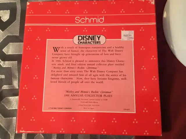 Schmid Mickey & Minnie's Rockin' Xmas 1991 Collectors plate63234654239233123