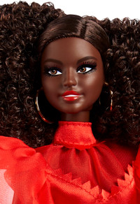 Barbie Mattel 75th Anniversary Doll: Red Chiffon Gown: African A