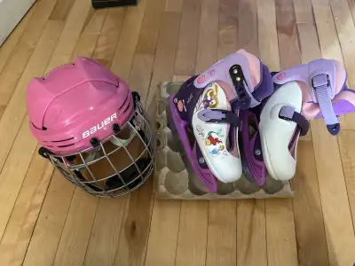 12y-2 adjustable skates and helmet, View more