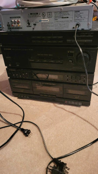 Retro Double Cassette stereo and pioneer speakers