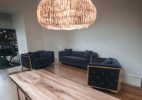 Radiant Black Velvet Sofa Set 3pcs With GOLD Design brand new 
