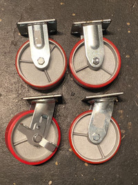 6 X 2 Swivel Caster Set - Heavy Duty Polyurethane Wheel on Steel