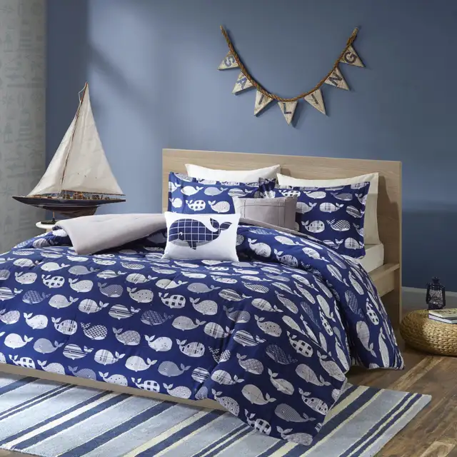 Home Essence Kids Theo Whale Printed Cotton Comforter in Bedding in Mississauga / Peel Region - Image 2