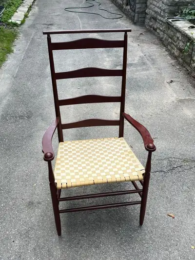 Ladderback Chair with Interwoven Canvas Seat, View more