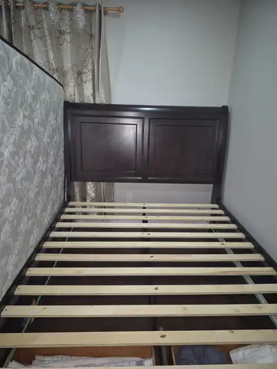 Queen size bed, night table dresser and mirror, View more