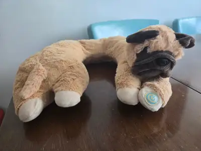 Brown, tan & cream colors Neck support is fabulous Battery powered Works great This cute pug massage...