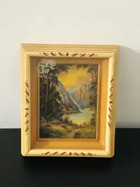 Vintage Canadian made wood shadow box, landscape art 