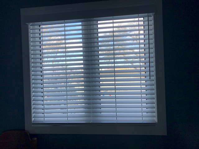 Brand New White Faux Wood Blinds with Lift and Tilt in Window Treatments in Saskatoon
