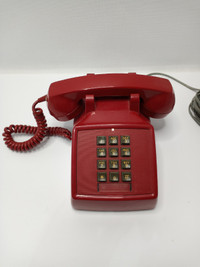 1970s Red Northern Electric Push Button Desk Phone