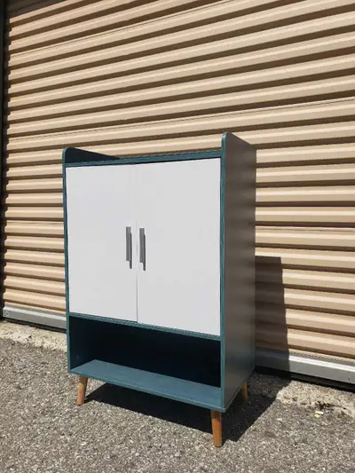 Modern Teal and White Storage Cabinet, View more