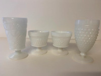 Vintage Milk Glass Glasses and Dessert Cups