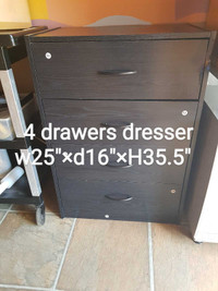 Dresser Cabinet/black 4 Drawers Height 35.5"