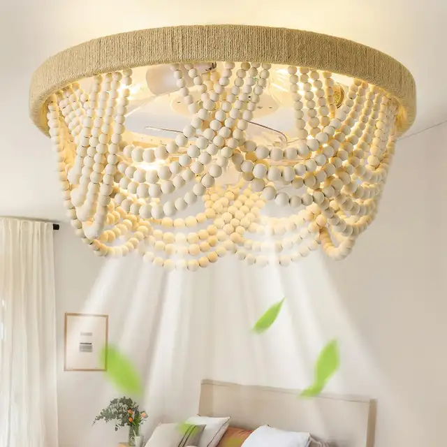 Boho Beaded Ceiling Fan with Light & Remote Control – 20 Inch Fl in Indoor Lighting & Fans in Mississauga / Peel Region - Image 4
