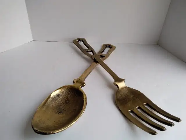 REDUCED Wall Decor Brass Fork & Spoon65561389079171126